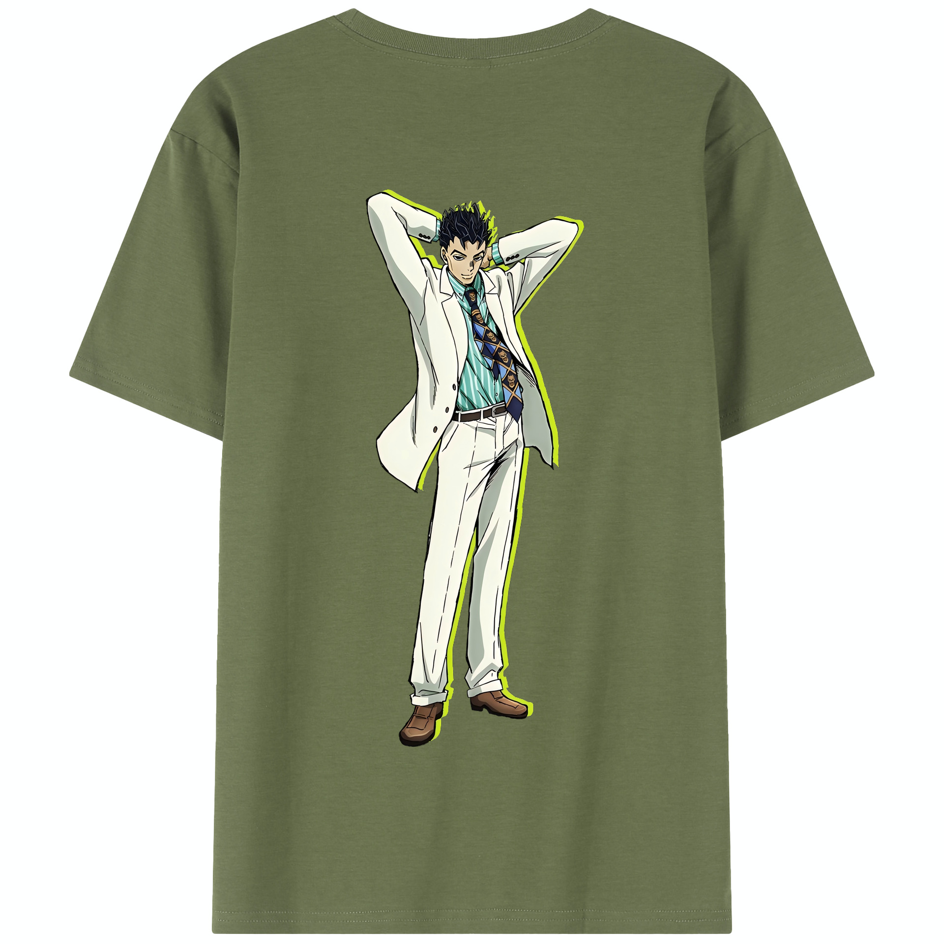 （画像用） ジョジョの奇妙な冒険 きら よしかげ JoJo's Bizarre Adventure Kira Yoshikage 綿100％半袖Tシャツ（背面プリント）